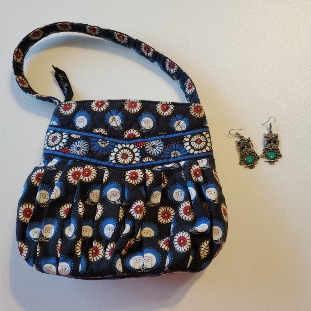 Vera Bradley Black and Blue Owl Pattern Handbag